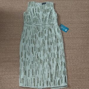 Abstrac Beaded Sleeveless Midi Sheath Dress